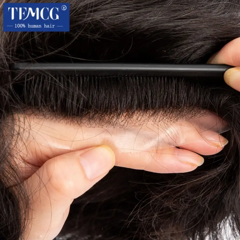 100% Natural Human Hair Toupee human hair toupee Double Layers Australia Clearance Male Hair Prosthesis Lace PU Base Breathable System Man Wig