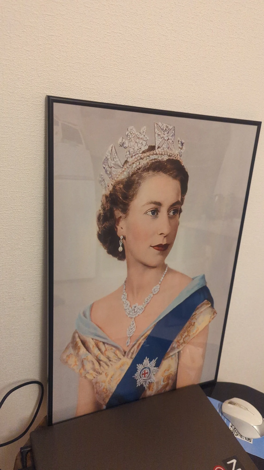 Wee Blue Coo Painting Queen Elizabeth II Military Regalia Portrait Art Large Art Print Poster Wall Decor 18x24 Inch