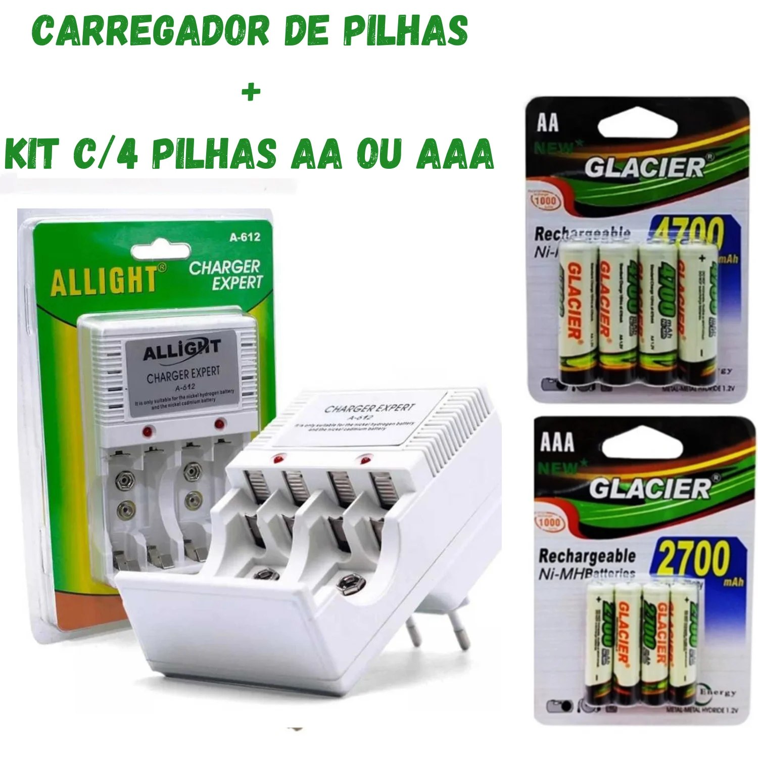 9v bateria carregador kit, aa/aaa