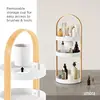 White/natural cosmetic organizer. Compact 50x19x19cm size. Sleek and functional for vanity storage. 4