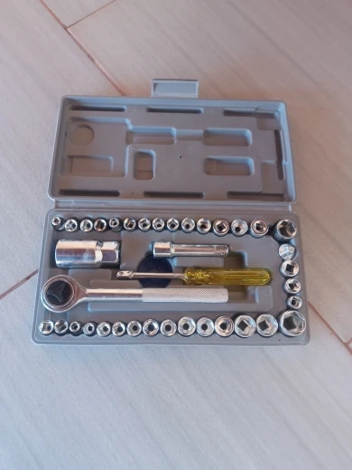 Kit 40 Peças Jogo De Soquete Chave Catraca Reversível 1/4 photo review
