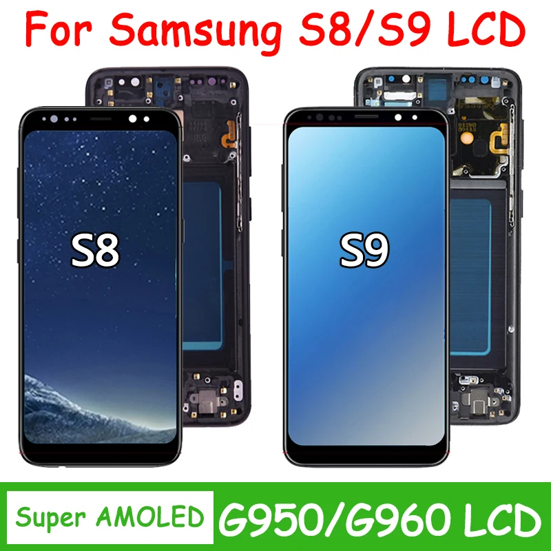

100% Tested New For Samsung S8 G950 G950F SM-G950FD LCD Display Touch Screen with Frame For Samsung S9 G960 SM-G960F Display