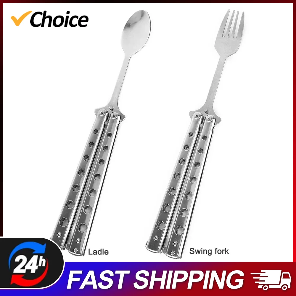 ButterflyKnifeFoldingSpoonForkBalisongTrainingSpoonFork