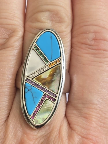 Mystic Mosaic Turquoise Statement Ring – 925 Sterling Silver