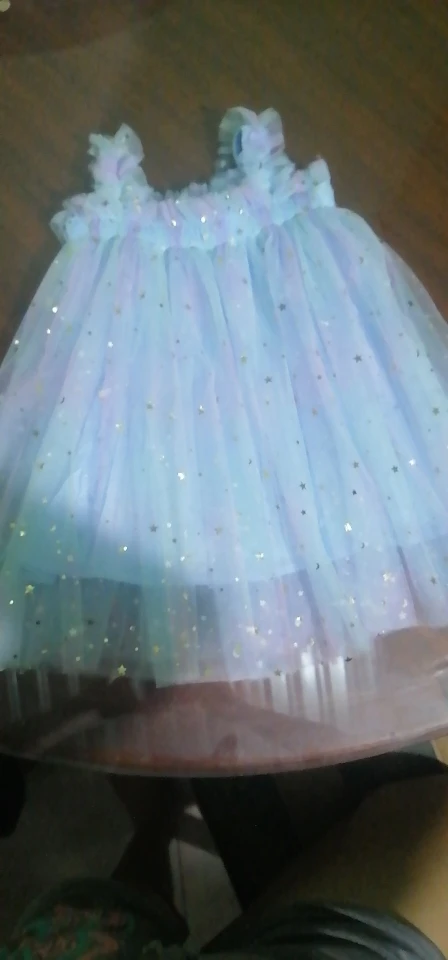 Baby Girls Clothes for Summer 1-5 Years Suspender Sleeveless Toddler Girls Dresses Rainbow Color Tulle Birthday Party Dress photo review