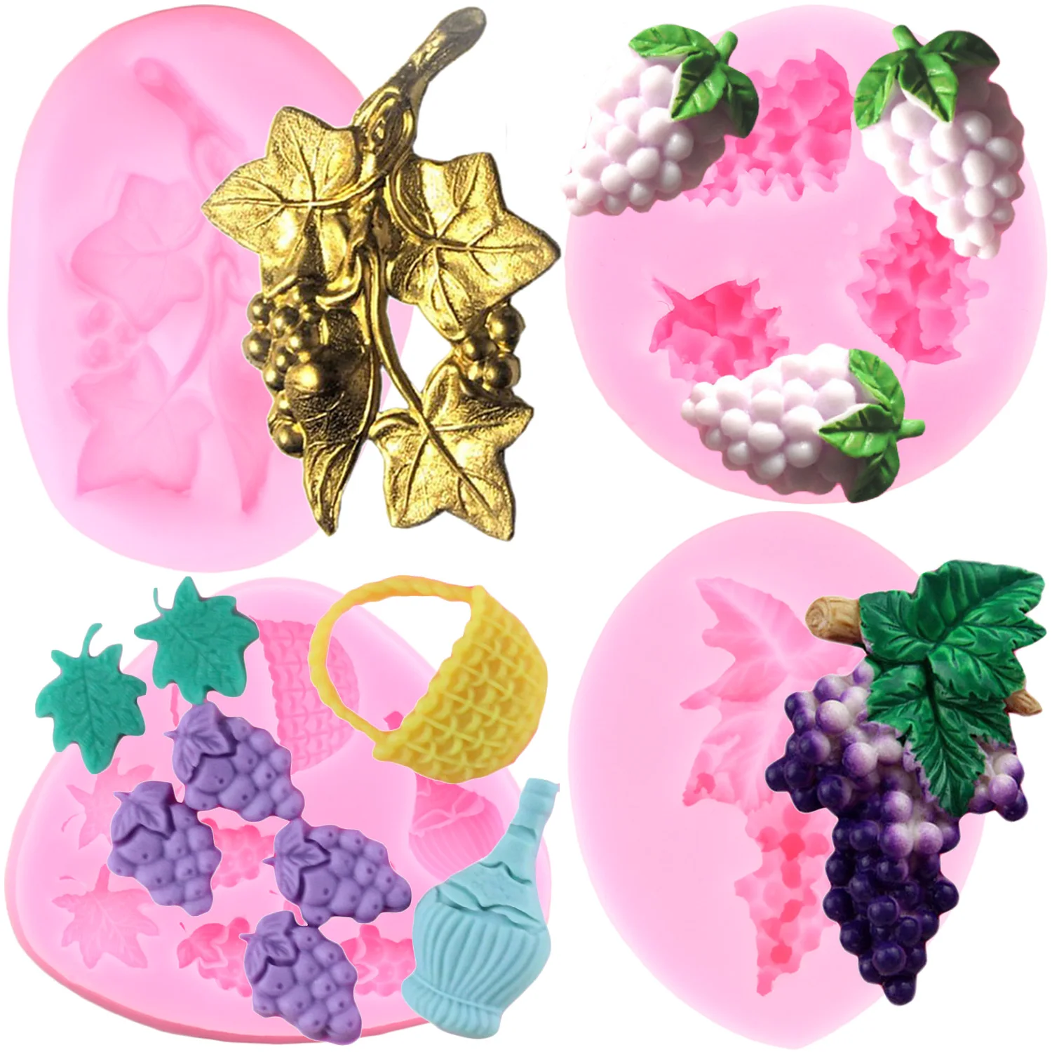 Grape Leaves Silicone Mold Molds Grapes Fondant Cakes Leaves Shape