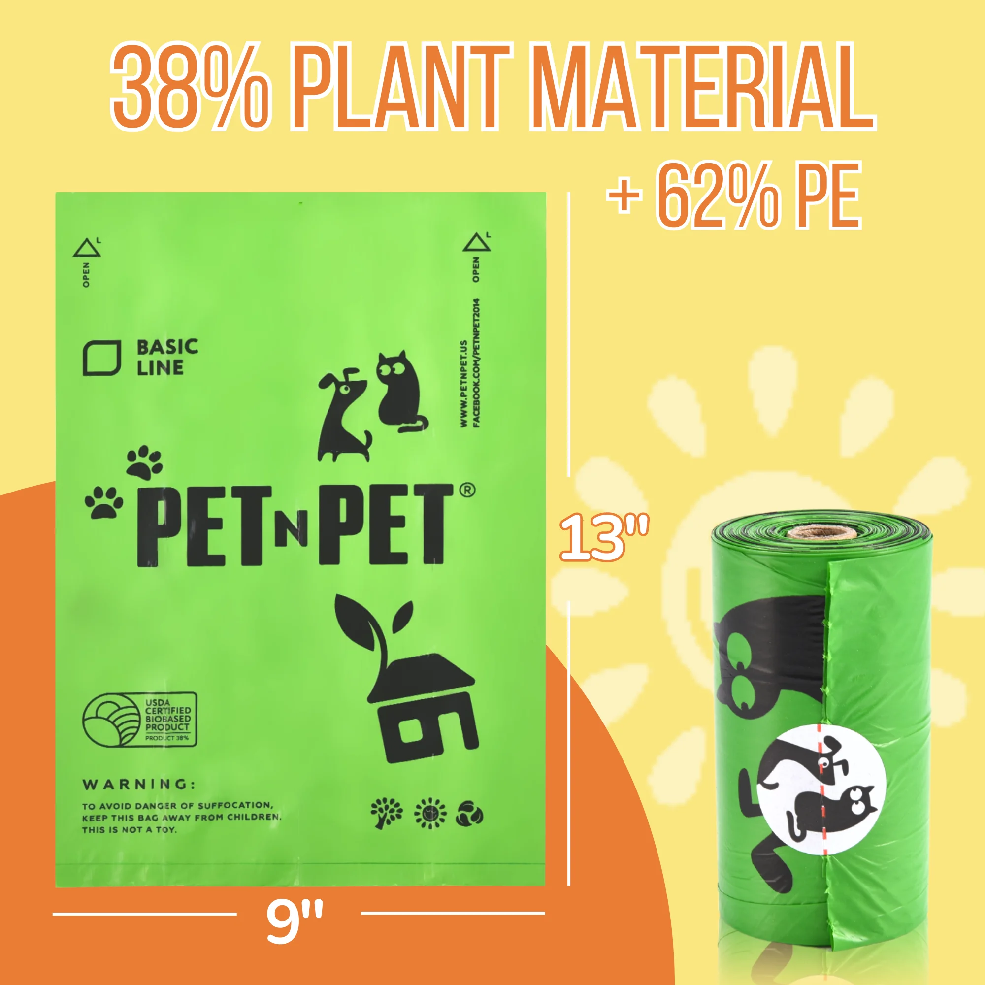 Dog Poop Bags Unscented Biodegradable 38% Plant Based & 62% PE Extra Thick 1080 Counts