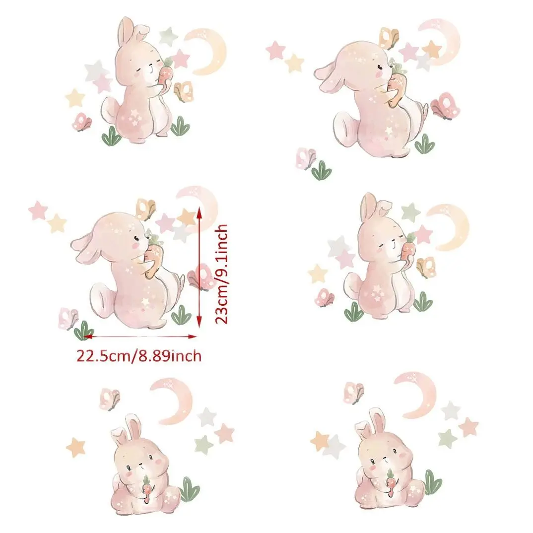 

Funlife® Cute Bunny Wall Sticker Fabric Waterproof Watercolor Nursery Peel & Stick Wall Decal for Baby Girl Kid Room Home Decor