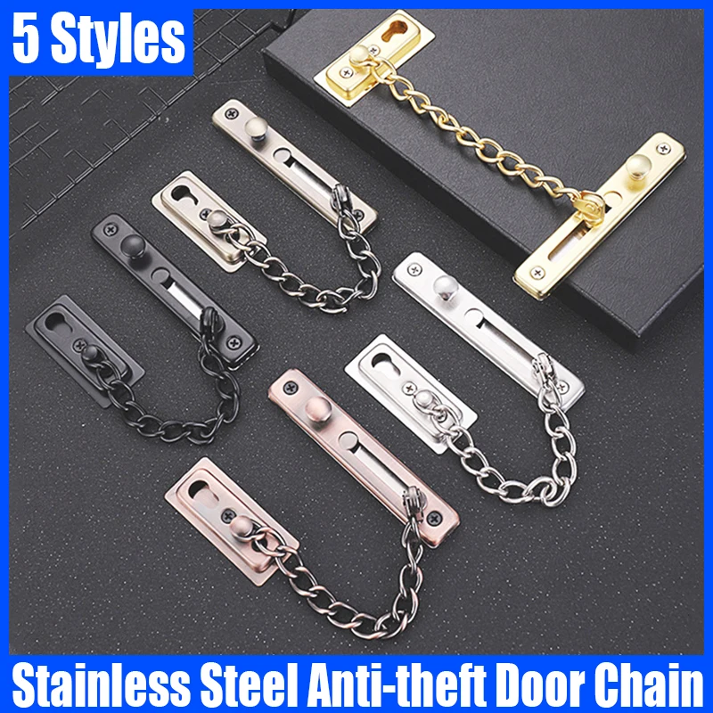 2PCS Stainless Steel Anti-theft Door Chain Security Chain Door Lock Chain Anti-theft Buckle Chain No Punching Installation