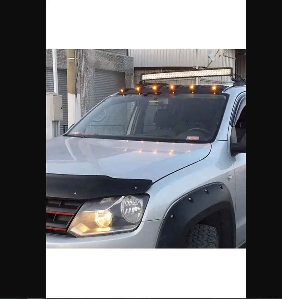 

Для VW Volkswagen Amarok, лунный козырек, оранжевая светодиодная лампа, крыша-модификация боковых обтекателей, рейка на крышу, бампер, шины, стильная батарея