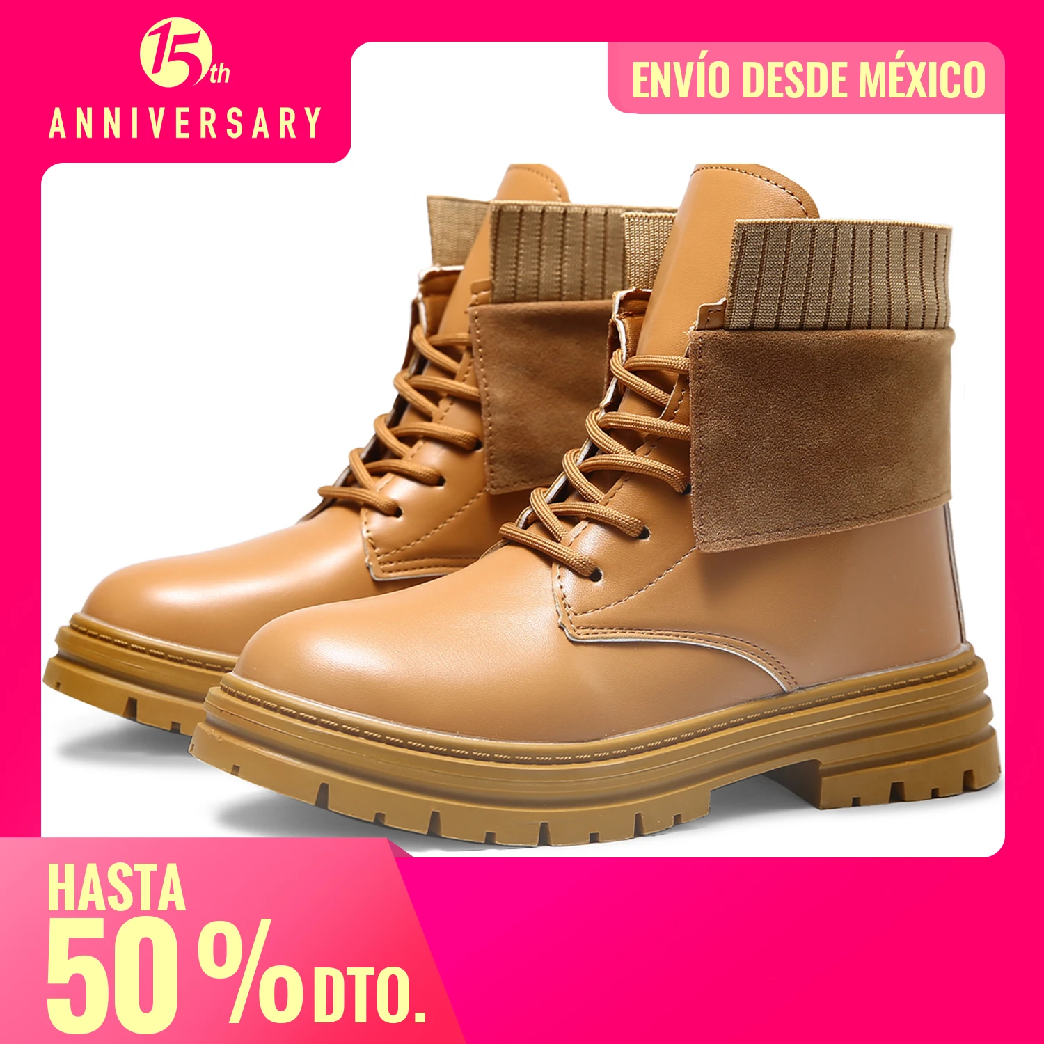Botines de Mujeres Shendy Vendy con Cordón Botas Con Suela Gruesa Botines y Botas Cortas de Mujer Estilo Casual