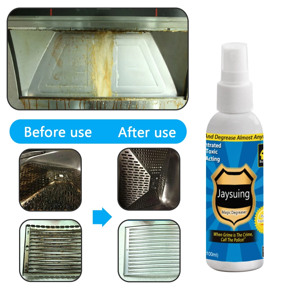 Jaysuing Degreaser Spray Kitchen Remove Stubborn Oil Stains Dilute Dirt Cooktop Oil Dissolving Quickly Reduce Grease Cleaner