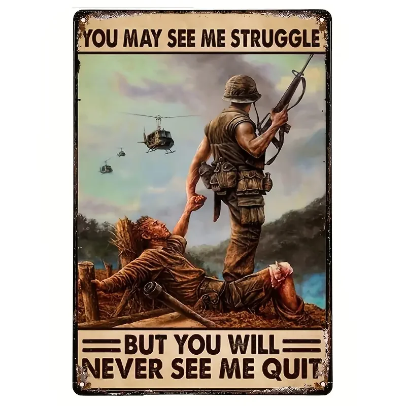 1pc Metal Tin Sign, I'm A Veteran My Oath Never Expires, Inspirational Slogan Durable Metal Sign, Use Indoor Outdoor, Great Gift