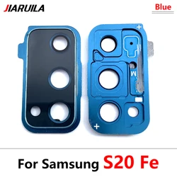 Premium Rear Camera Glass Lens Cover with Frame and Adhesive Replacement - Compatible with Samsung S20 FE (S20 Fe Blue)