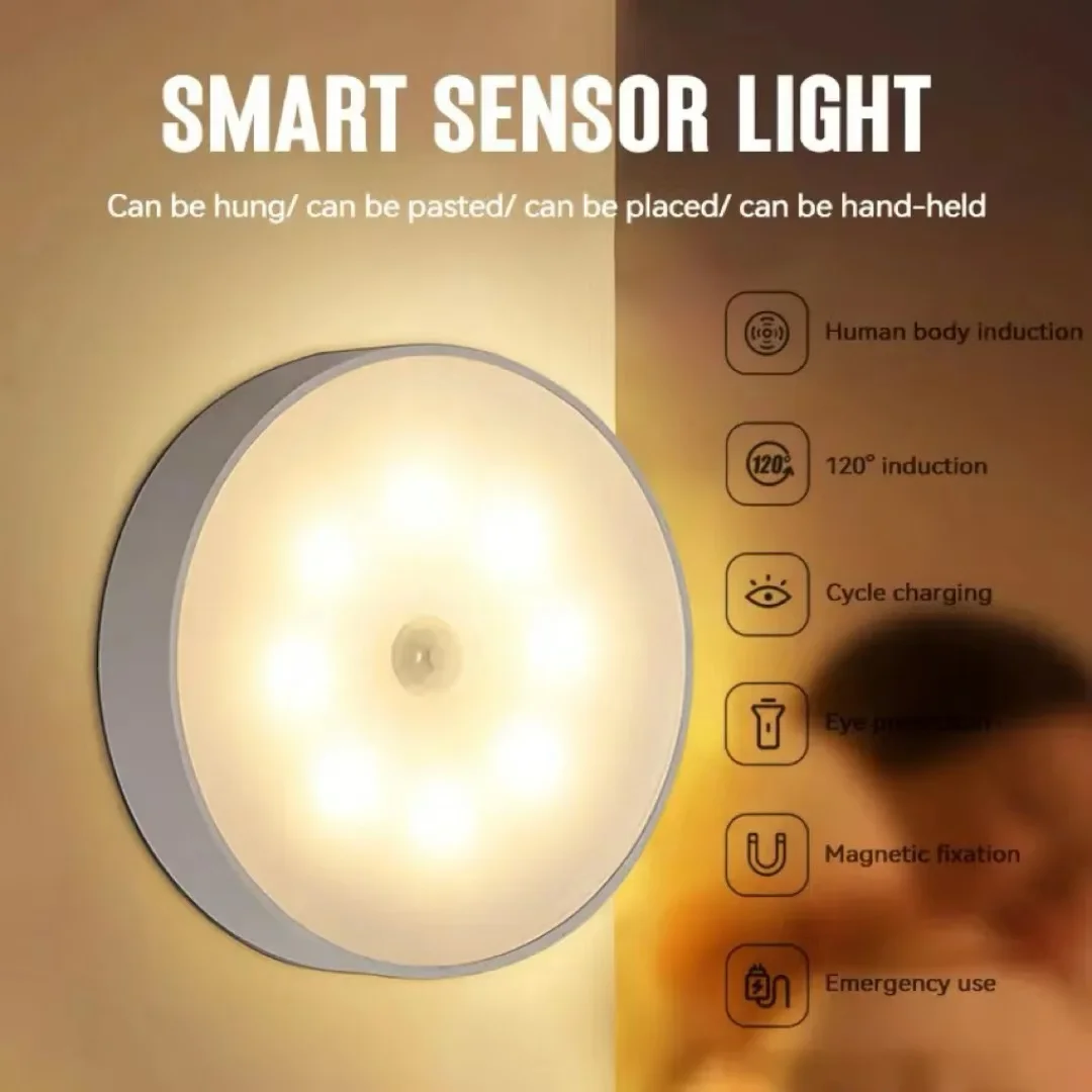 8.5*2.3*2.3CM USB charging PIR motion Sensor smart human induction LED night Wall Light Emergency Auto lighting bedside lamps for home