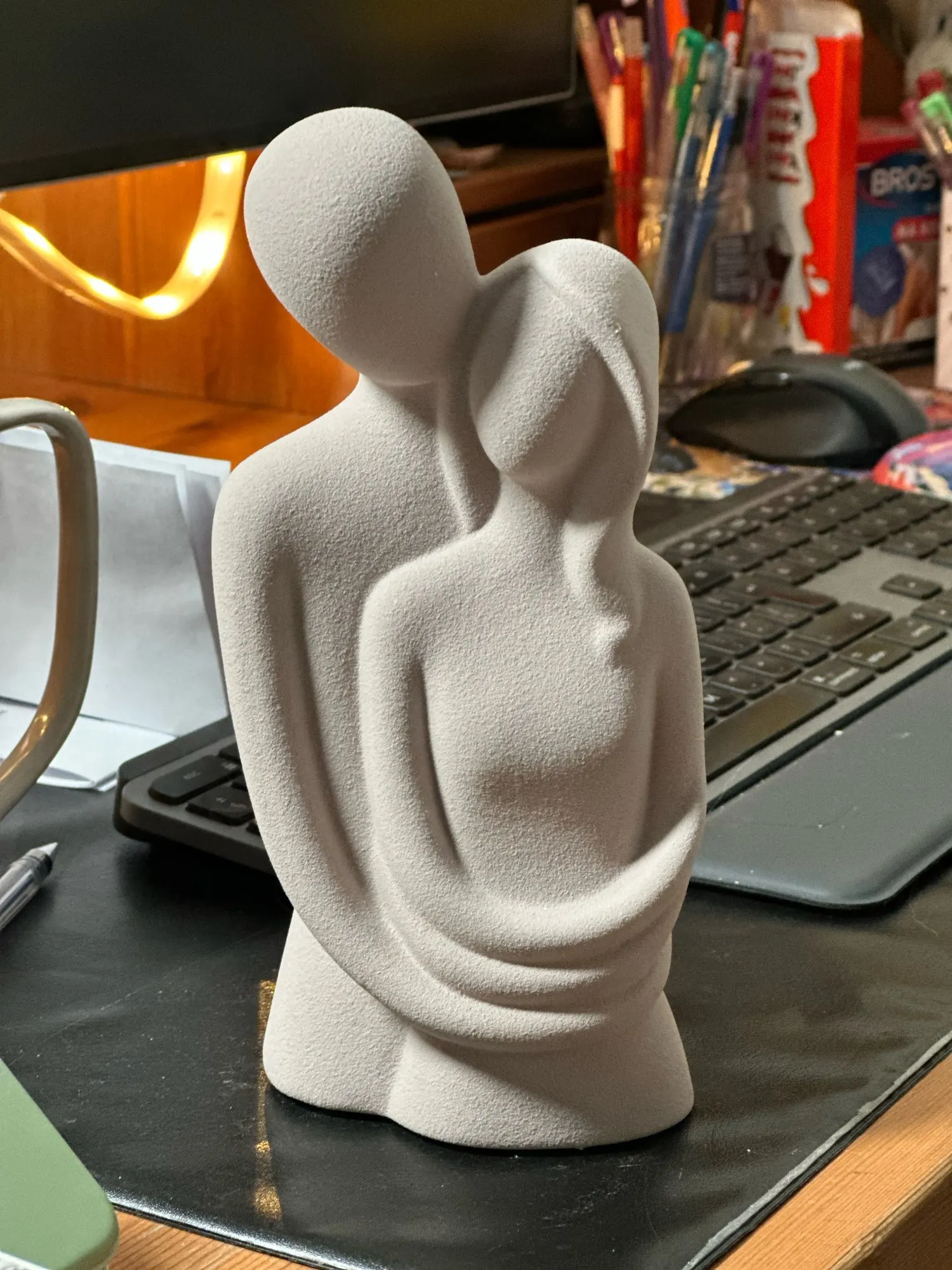 Nordic Abstract Couple Sculpture, Lover Hugging Characters, Frosted Ceramic Statues, Plain White/Grey Figurines, Wedding Gifts photo review