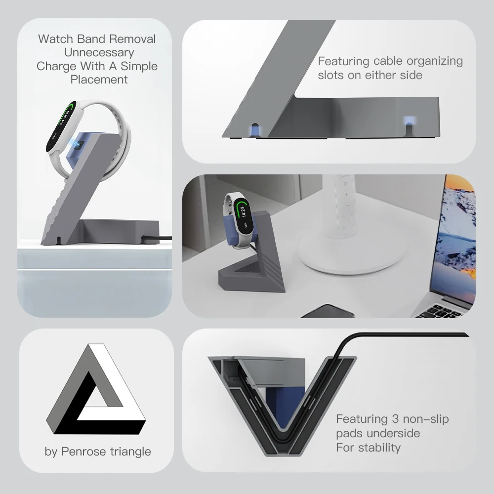 Geometric Charger Dock & Charging Stand with USB Cable Holder