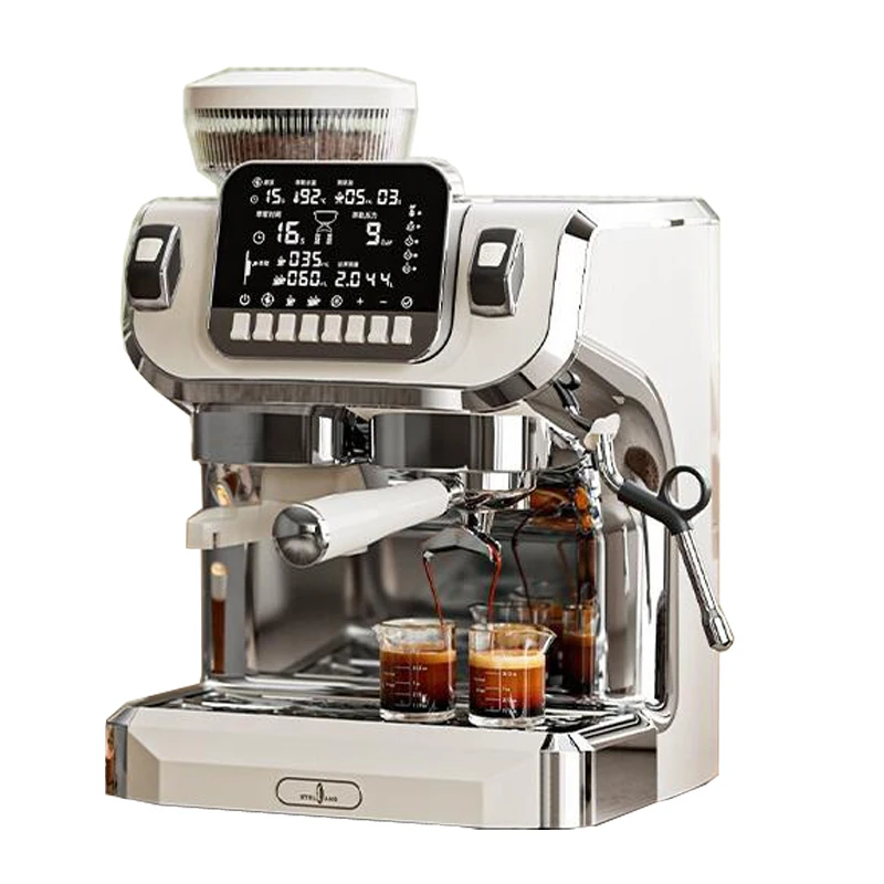 15bar Italian Electric Espresso Coffee Maker Pump Pressure Semi-automatic Milk Foam Grinding Integrated Coffee Machine Grinder 4