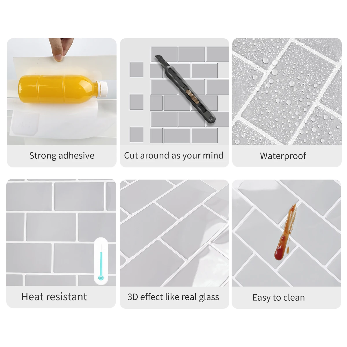 10pcs Self-adhesive Subway Wallpaper 12"x12" Kitchen Anti-splash Wall Tile Stickers For Balcony Sink Bathroom Restaurant Decor self adhesive wallpaper self adhesive stickers wall stickers adhesive wallpaper decorative tile stickers kitchen wall sticker