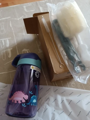 Kinder-Trinkflasche mit Strohhalm – 450ml BPA-frei, One-Touch-Flip-Kappe photo review