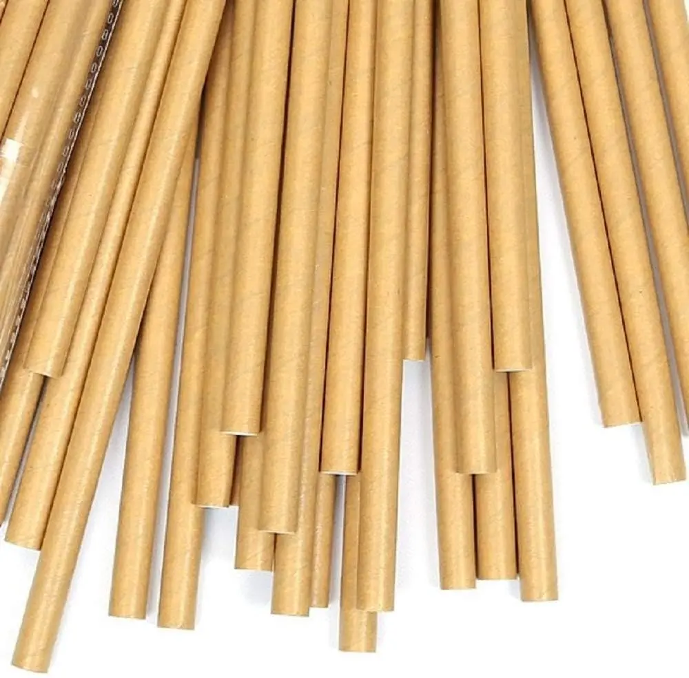 [100pcs] 197mm*6mm Extra Durable Paper Straws Biodegradable- Premium Toxin Free Paper Straws Bulk- Drinking for Juices