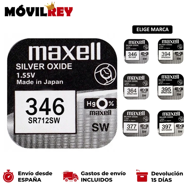 Pila Maxell Oxido de plata. Pila SR621SW, SR626SW, SR712SW, SR726SW,  SR927SW, SR936SW, 1 unidad