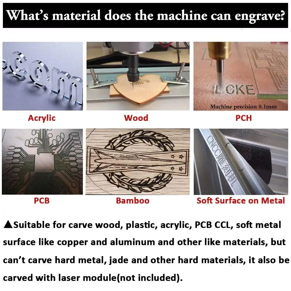 CNC 3018 MAX Laser Engraver GRBL Control with 200W Spindle 3-Axis PCB Cutting Milling Machine Metal Engraving Machine CNC Router