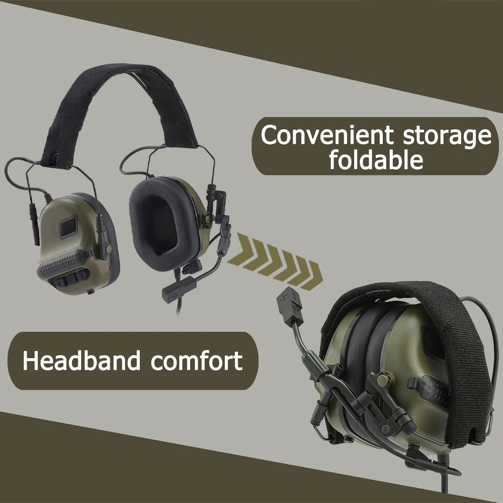 Electronic Hearing Protection Tactical Headsets Anti-noise Hunting Silicone Earmuffs Shooting Ear Protective for Sports Outdoor