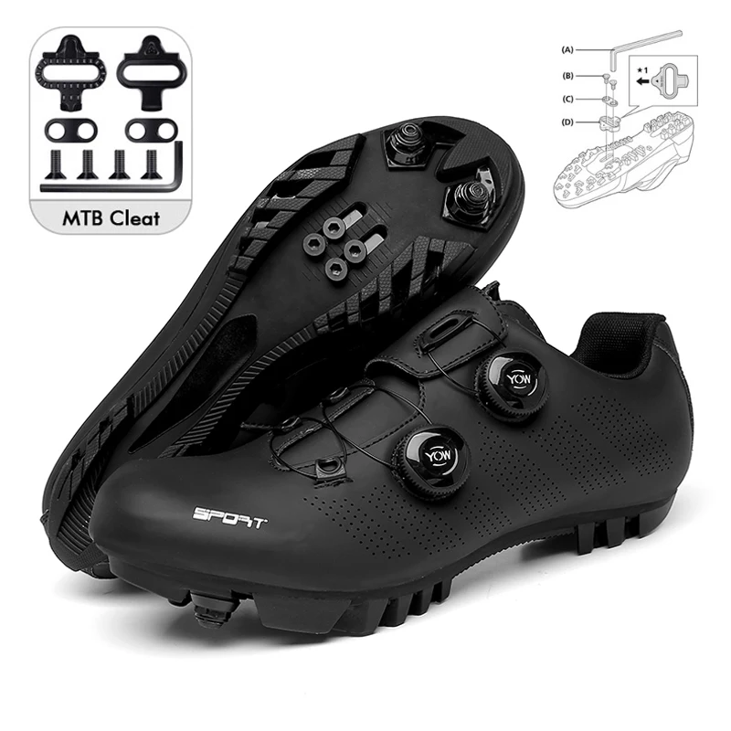 MTB Cycling Shoes with Cleats Men Road Bike Boots Speed Flat Sneaker Racing Women Outdoor Sports SPD Mountain Bicycle Footwear