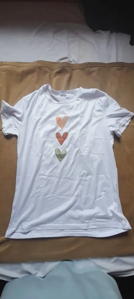 New in Y2k Love Heart Print Women Summer T Shirt Girl O Neck Funny Y2K Tops photo review