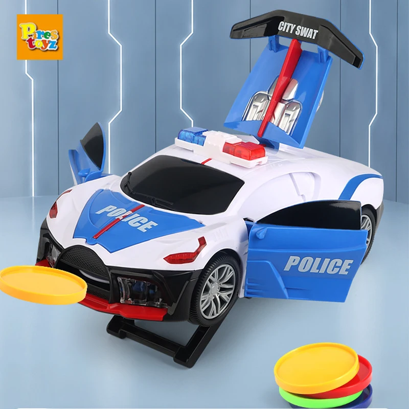 Infant Toys Ejection Open Door Police Toy Car Vehicle Universal Wheel Policeman Car With Light Music Educational Kids Toys Boys