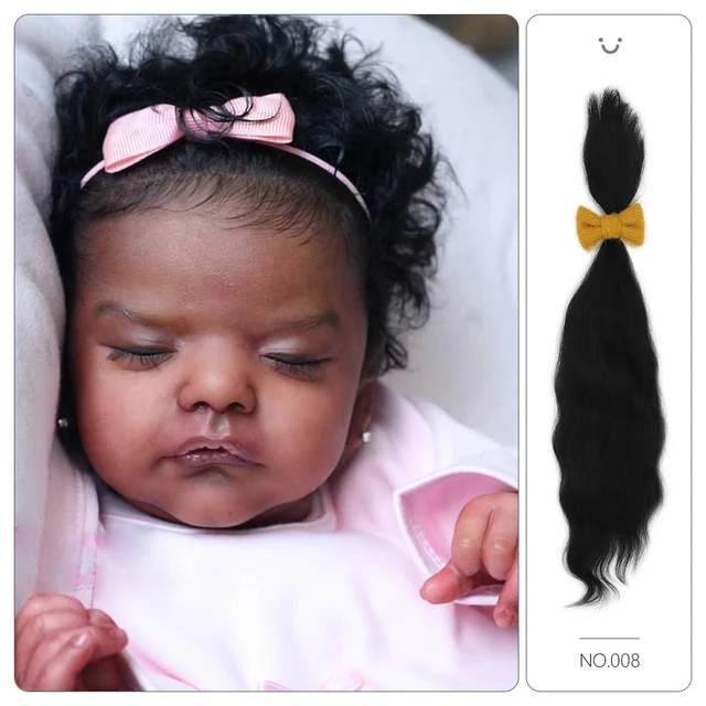 「natural curly hair」Witdiy brand reborn doll wig mohair is as soft as lanugo hair and uses safe dyes, so feel free - No.008 (Black hair), 50g