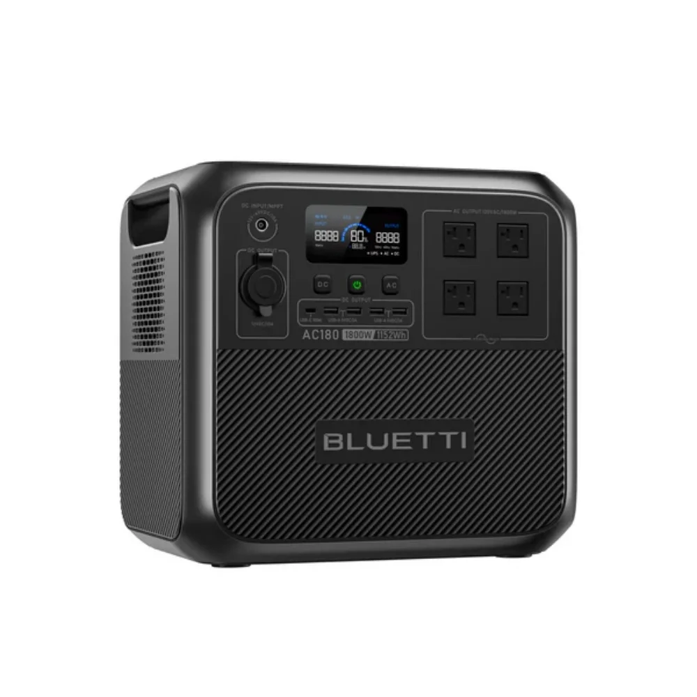 [US Plug] BLUETTI AC180 Solar Power Station, 1152Wh LiFePO4 Battery Backup 1800W AC Outlets, For Camping, Off-grid, Power Outage 2