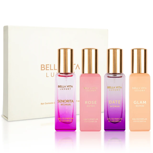 Bellavita Luxury Perfume Set for Women 80ml Rose Senorita Date Glam Collection Pink Pepper Yuzu Peach Floral Scent Long Lasting Fragrance Gift for Wife Girlfriend Mother Day Anniversary