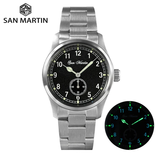 San Martin 37mm Pilot Watch RONDA 6004 Quartz Movement Military Simple Fashion Style Men Wristwatch 20 Bar Luminous Relojes 1