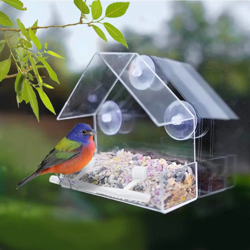 

Outside Clear Window Mounted Bird Feeders with Strong Suction Cups, Acrylic Clear, Wild Bird House Feeder for Cardinals