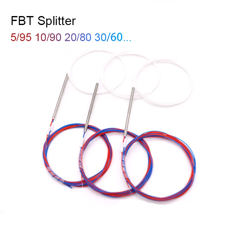 10pcs Fiber Optic FBT Splitter, 1x2 5/95 10/90 20/80 30/70 Different Types 0.9mm Without Connectors Unbalanced Coupler Splitter