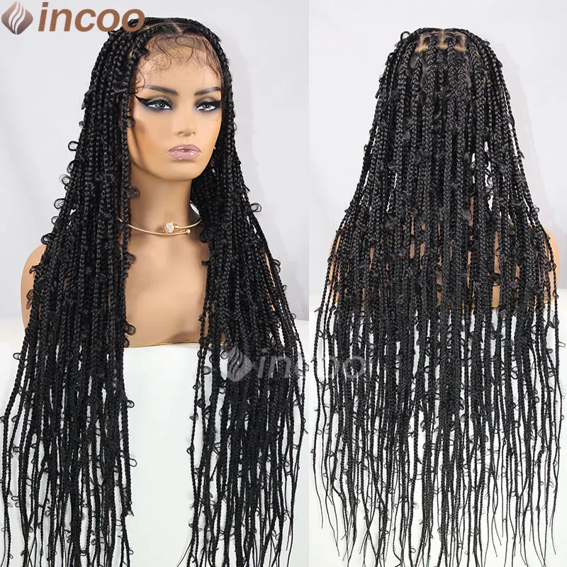 36 Inches Synthetic Lace Braided Wigs Butterfly Braids Lace Wig For Black Women Braid Wigs On Sale Clearance Box Braids Lace Wig - Image 5