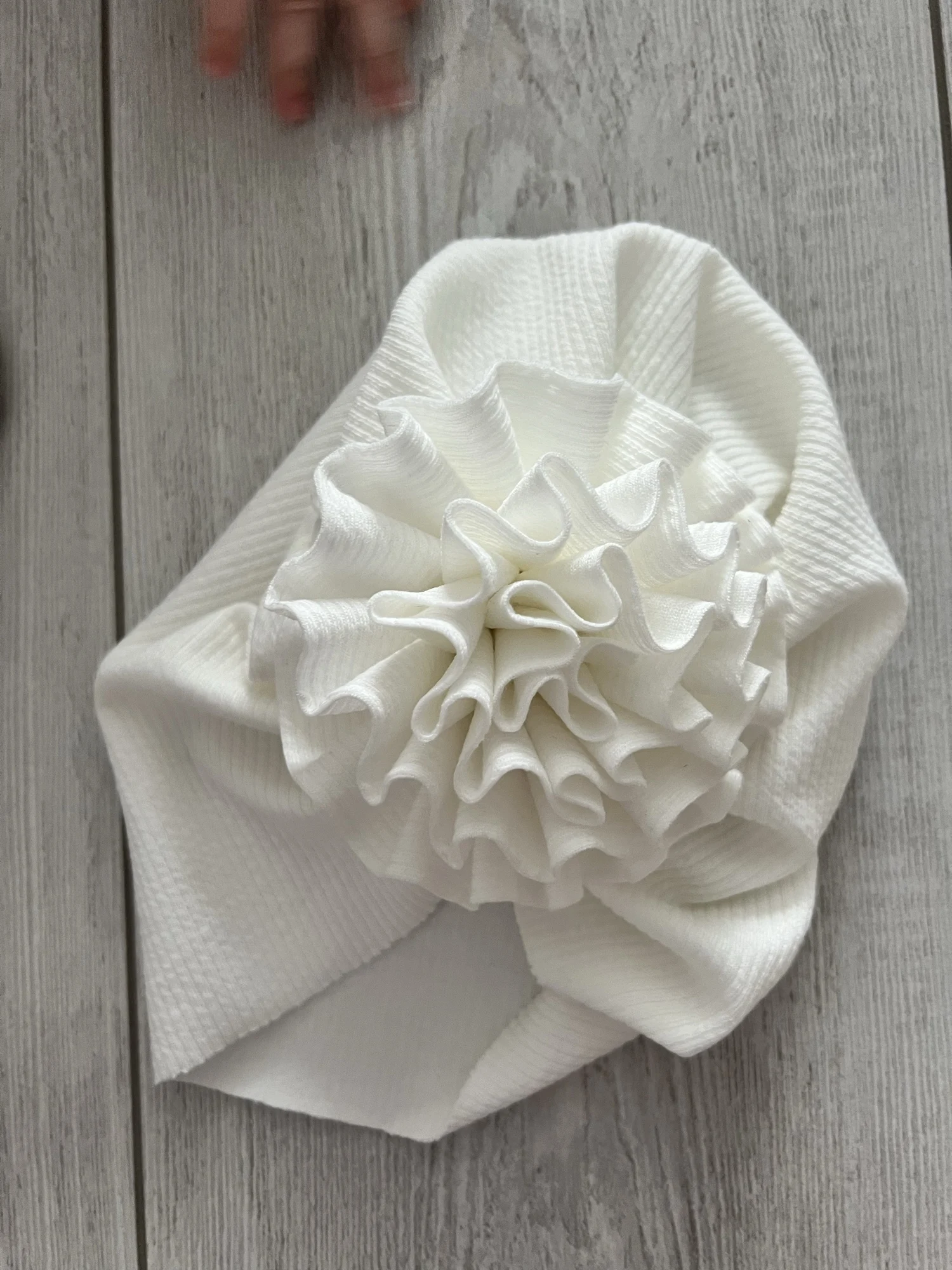 Big Blossom Flower Ribbed Turban Baby Cap photo review