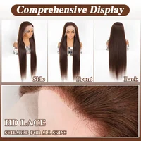 13x6 HD Chocolat Brun Perruques Cheveux Humains 30 Pouces Dentelle Frontale Perruque Cheveux Humains 100% Pré-Plumés Livraison 3 Jours France 4