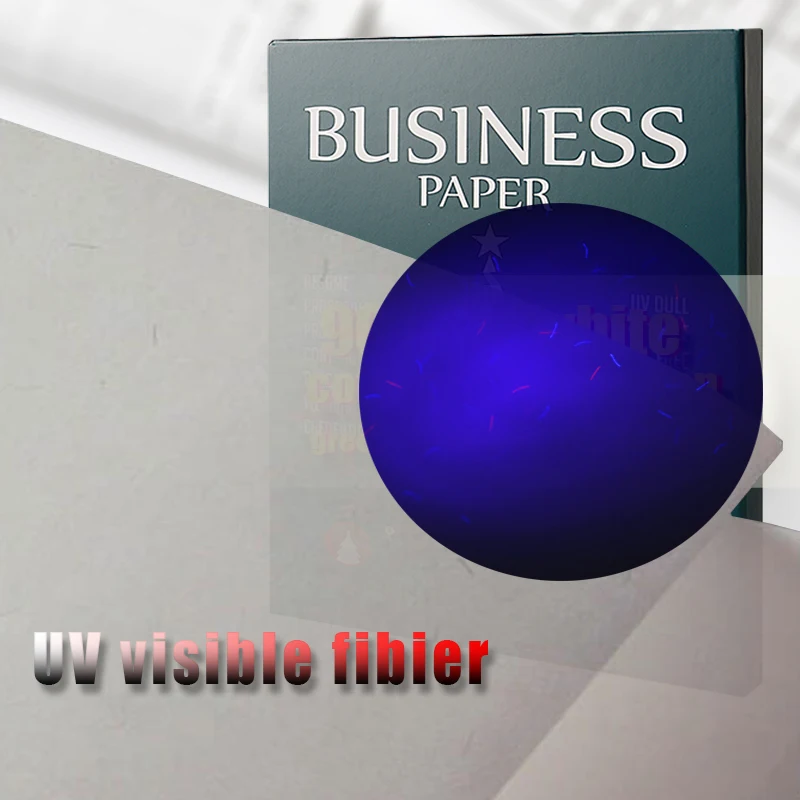 90gsm 75% 면25% 린넨 종이 A4 210*297mm 흰색 UV 보이지 않는 섬유 녹색 실 포함 100매 GCYT019