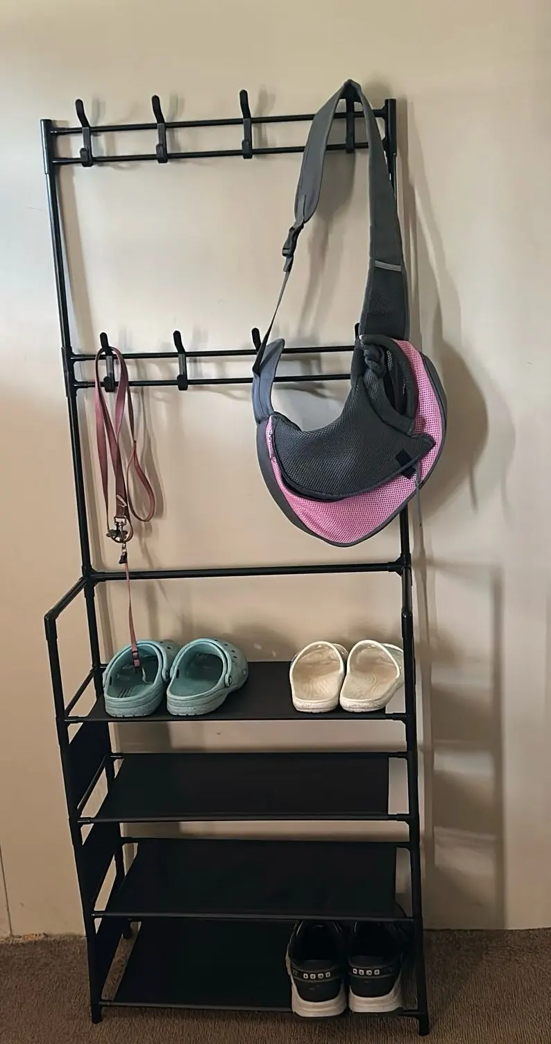 Clothes Hanger Multi-Layer Shoe Rack Doorway DIY Hat And Shoes Shelf Simple Floor-Standing Living Room Organizer Storage Racks photo review