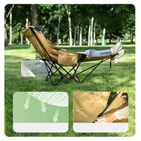 Outdoor Folding Lounge Chair with Foot Support Reclining Chaise Fishing Beach Chair Adjustable Angle for Garden Lawn Patio 2
