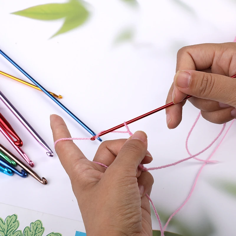 Aluminum Knitting Crochet Hook Set Tunisian Crochet Hooks Multicolor Afghan Needles for Sweater Scraf Crocheting 35cm