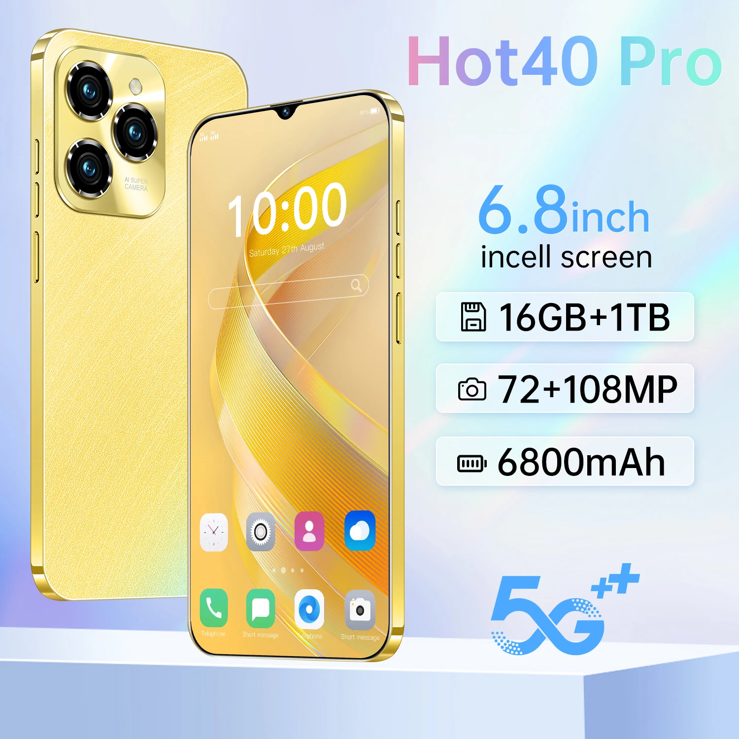6.8 HD 안드로이드 휴대폰, 언락 4G, 5G, 듀얼 SIM 카드, 8000mAh, 16GB, 1TB, 50MP, 108MP 셀룰러, 인기 스마트폰, 40 프로