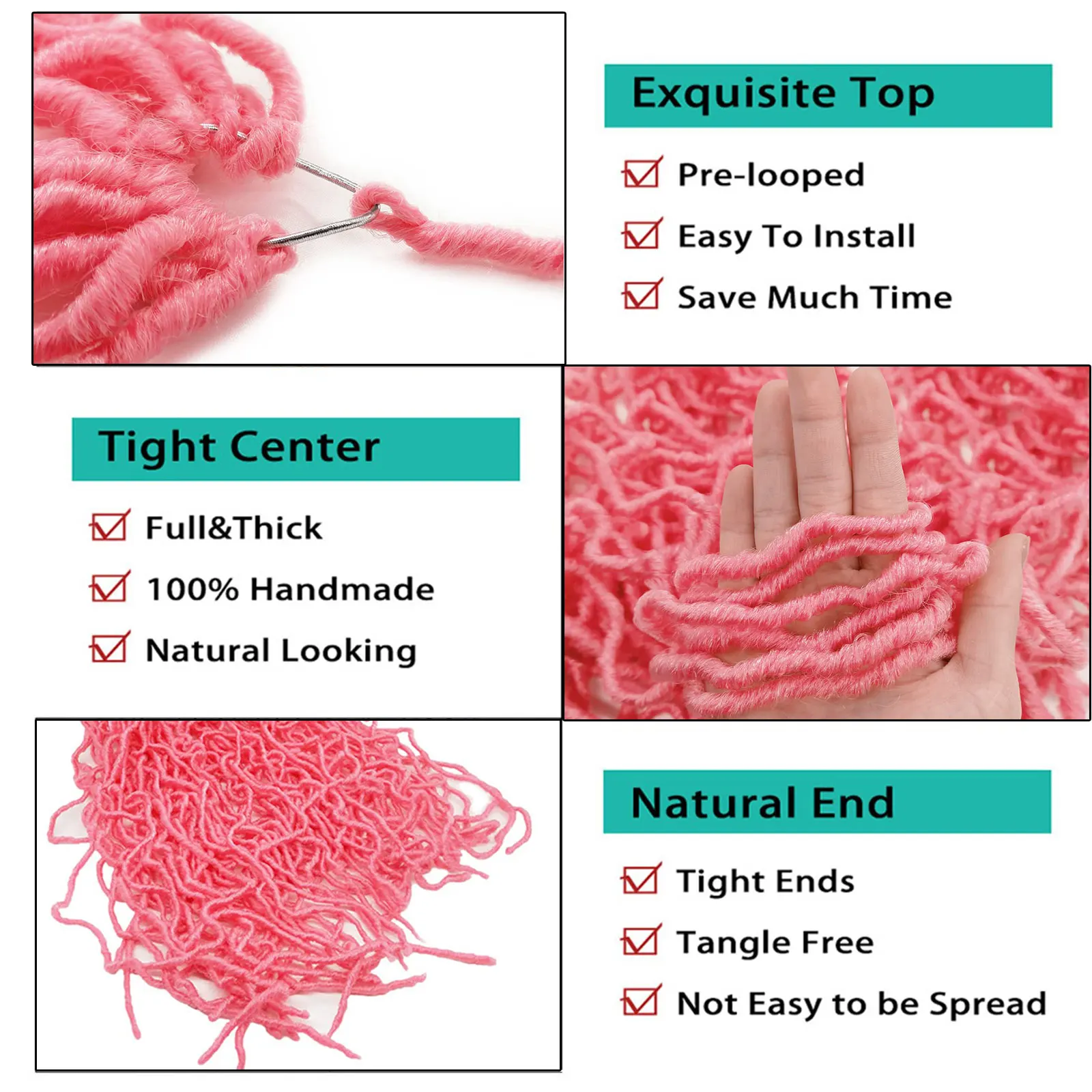 36Inch Pink Soft New Faux Locs Crochet Hair Braids For Women Synthetic Blonde Goddess Nu Locs Braiding Hair Extensions PreLooped 2