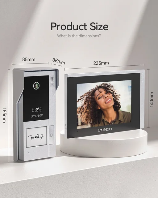 TMEZON WiFi Video Intercom System with Camera and 7 Inch1080P touch screen IP Wired Video Door Phone , Tuya,4 wire,Remote Unlock 6