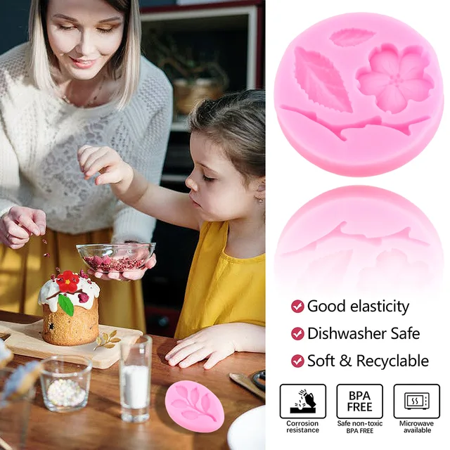 Fa Ág Szilikon Formák Őszibarackvirág Fondant Penész Madár Levelek Torta Dekorációs Szerszámok Cukorkás Csokoládé - Image 3