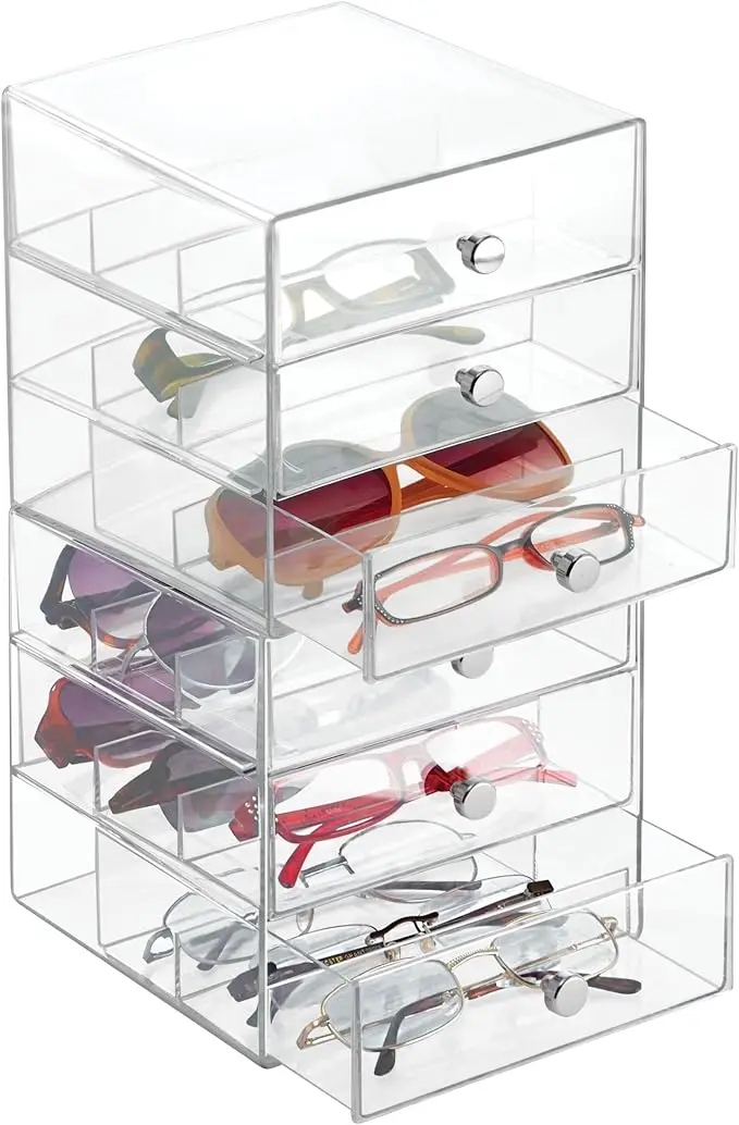 "Plastic 3-drawer vanity organizer – 7” x 6.5” x 6.5”, clear" 3