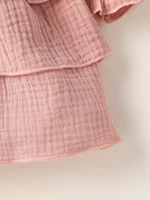 Newborn-6M Baby girl Long Sleeve Pink leisure and simplicity pure color Spring  autumn Princess dress+hair band 6